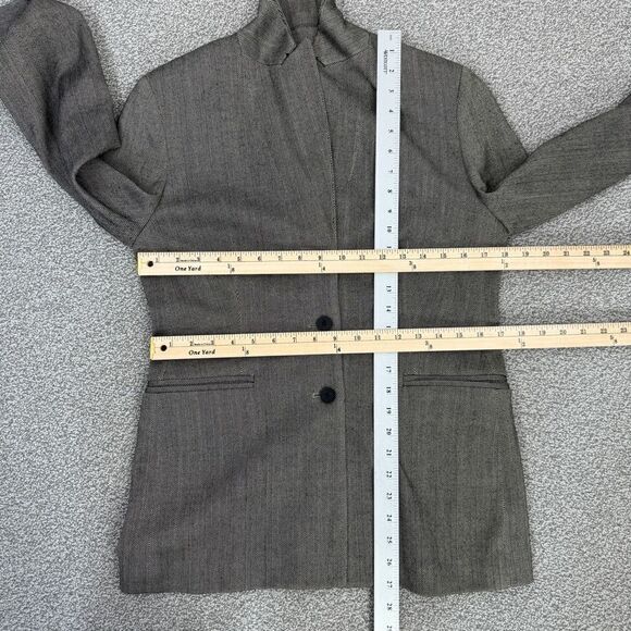 Amanda Smith Herringbone Oversized Blazer Jacket Black Tan 6 Single Breasted - Picture 12 of 15